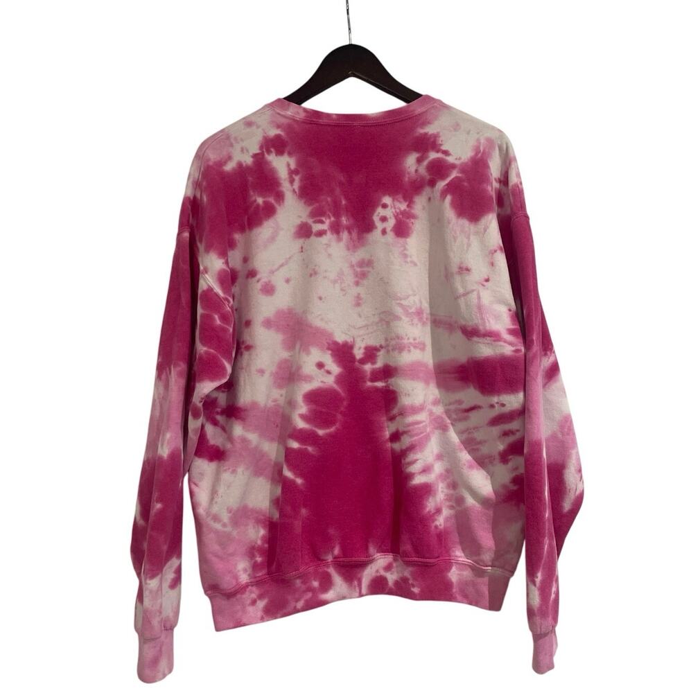 Urban Outfitters Heart Sweatshirt Pink OS Tie Dye LS Crew Neck Grunge School - Picture 3 of 3